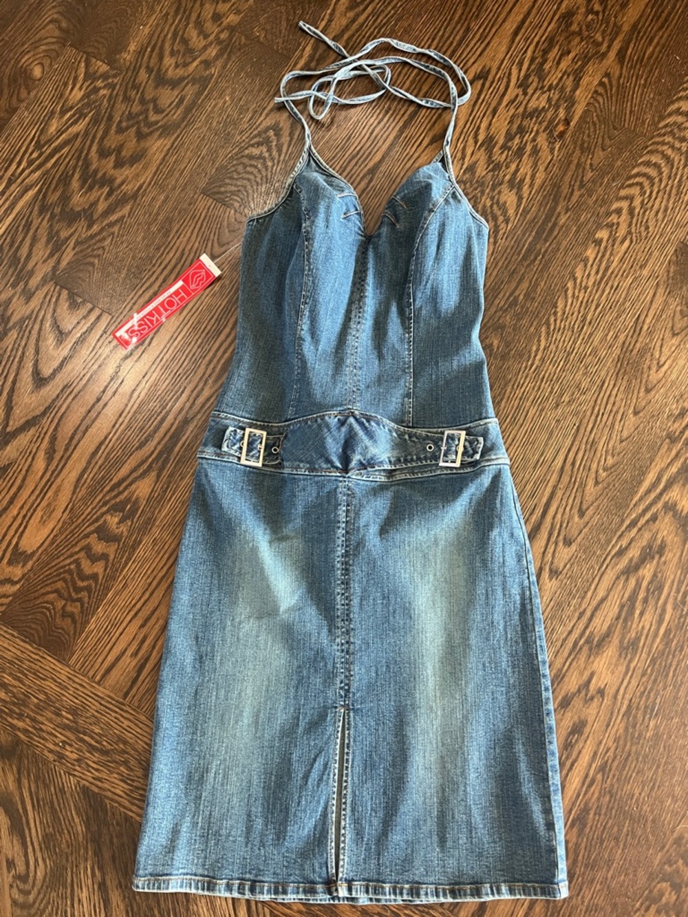 NEW Hot Kiss medium denim halter stretch, jean dress fitted western cowgirl